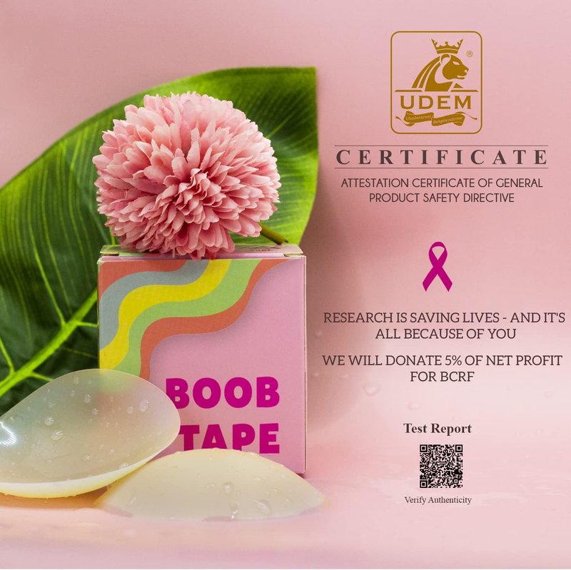 Boob Tape - Invisible Skin Tape for Breast Lift & Backless Bra | Size S, 2 Nipple Covers Included
