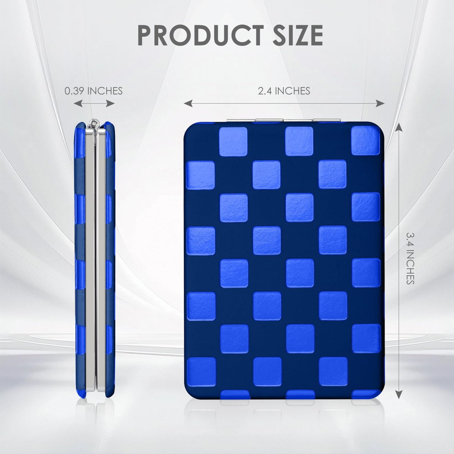 Tavonis Compact Mirror，Unique Contrasting Neon-Toned Checkered Travel Mirror，Pocket Mirror for Women