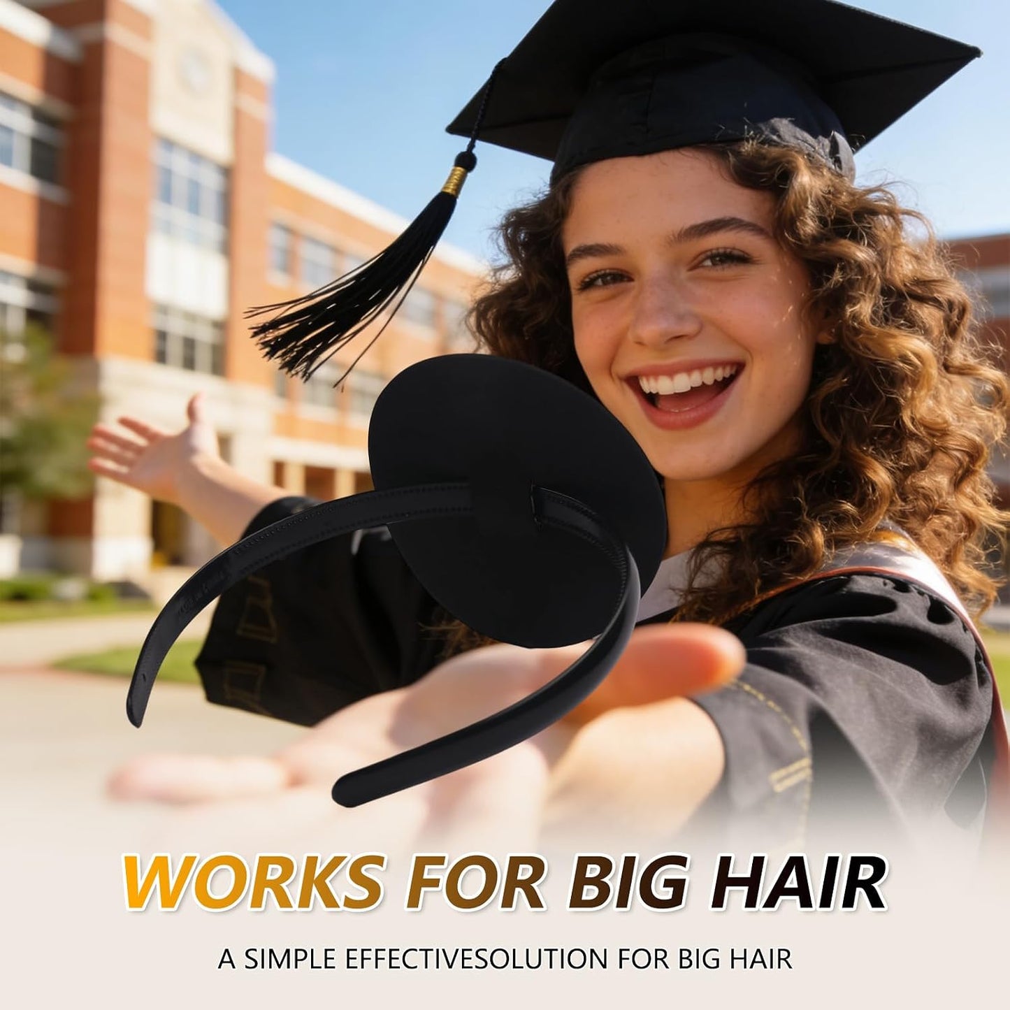 Round Graduation Cap Headband - Firm Anti-Fall Hair Band for Secure Fit | 1 Piece