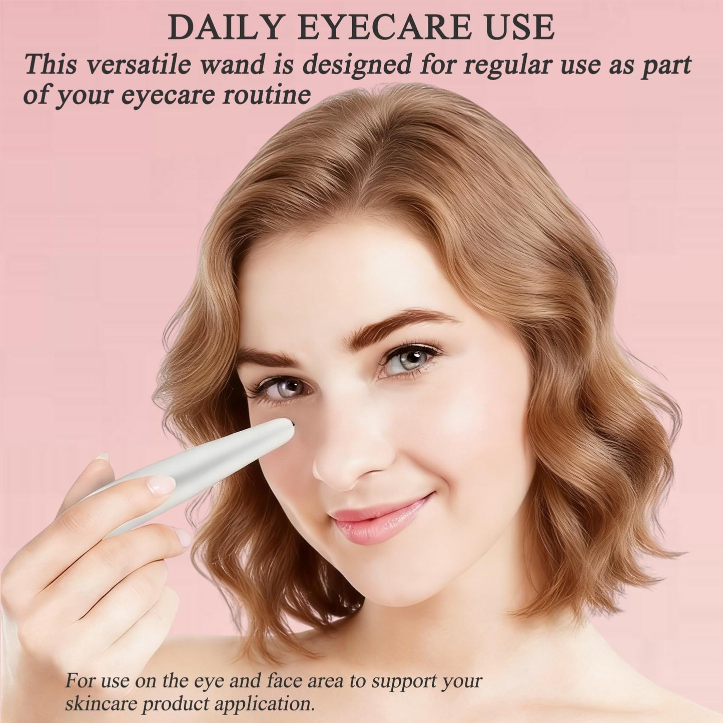 Vowleike Eye Lift Wand, 3 in 1 Vibrating Red Light 98°F to 113°F LCD Display Eye Massager for Dry Eyes, Dark Circles and Puffiness, Electrical Face, Neck Sculpting Pen for Fine Lines and Wrinkles