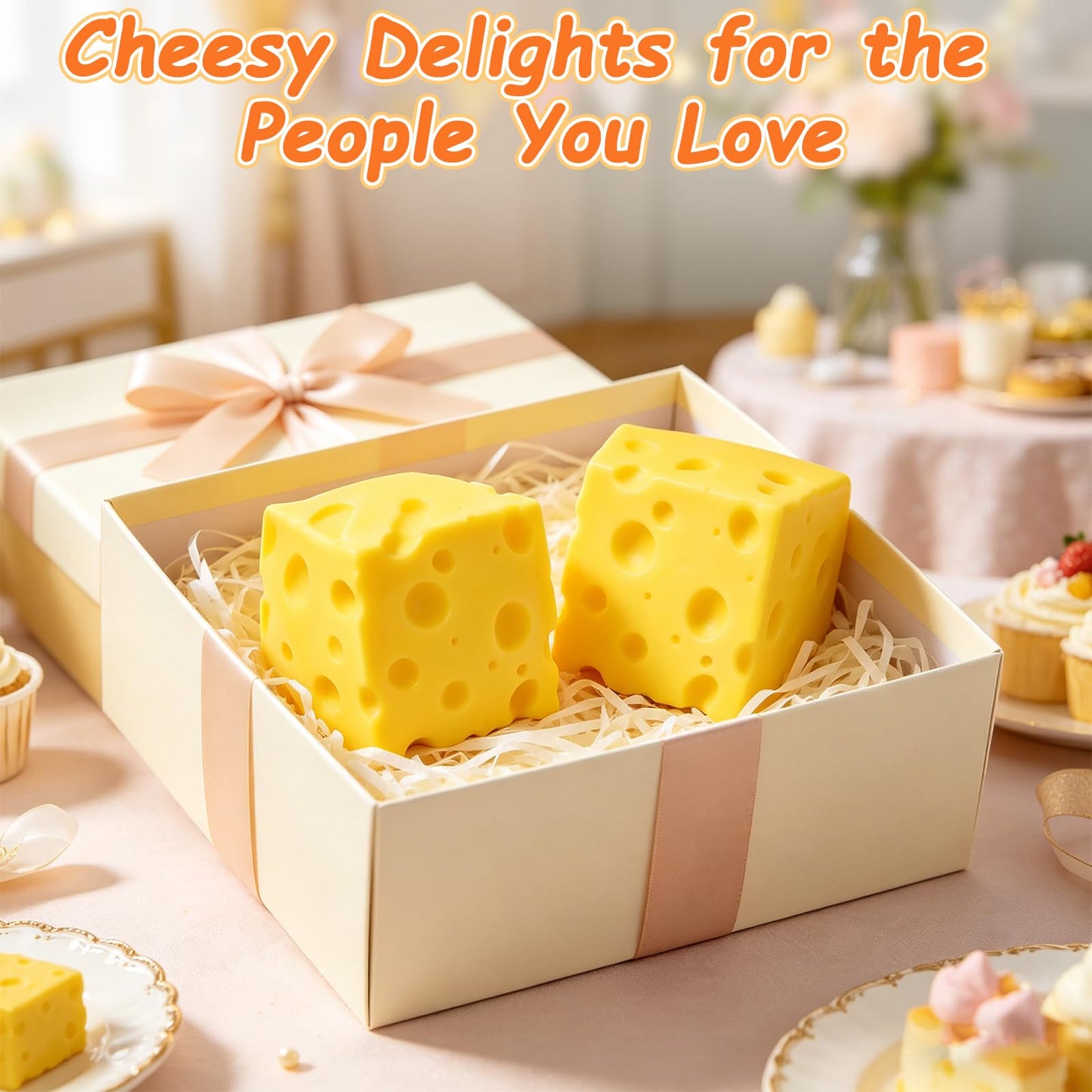 Cheese Squishy Slow Rising Squeeze Toy, Extra Soft Squishy Fidget Toy, Stress Relief Sensory Novelty Fidget Squishy Toy Gift for Kids and Adults