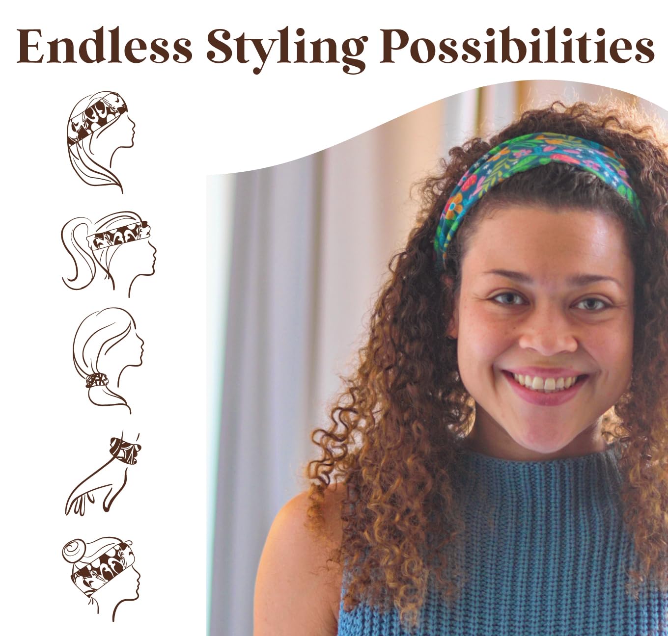 Floral Headband for Women | Thin Fabric Design & Stretchy Hair Scarf - Perfect for Everyday Wear