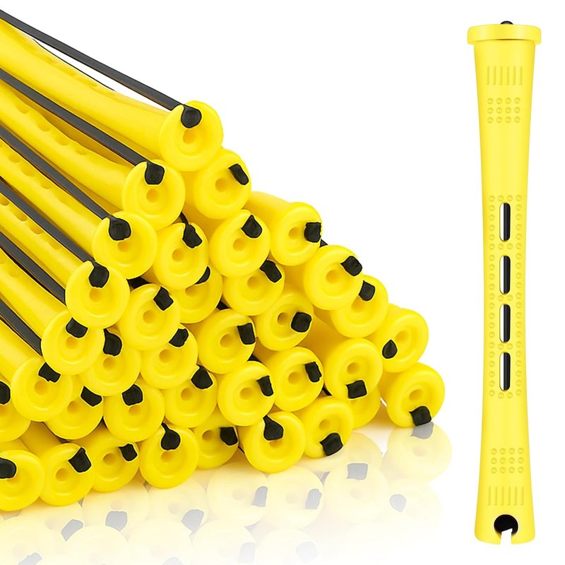 200 Pcs Perm Rods for Natural Hair - No-Heat Small Curling Rods | Yellow 0.28 Inch Hair Rollers for DIY Styling