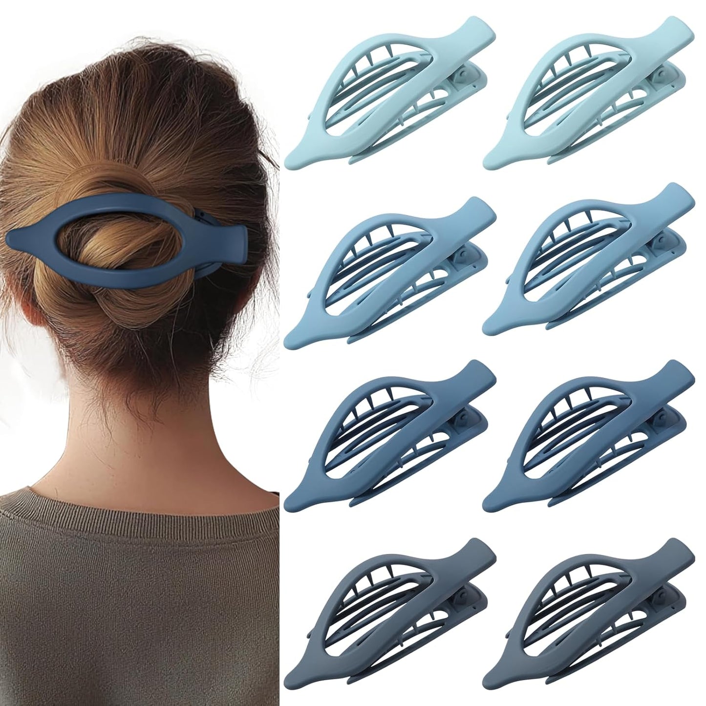 Flat Hair Clips for Women - 8 Pack Matte No Crease Claw Clips | Strong Hold for Thick & Thin Hair