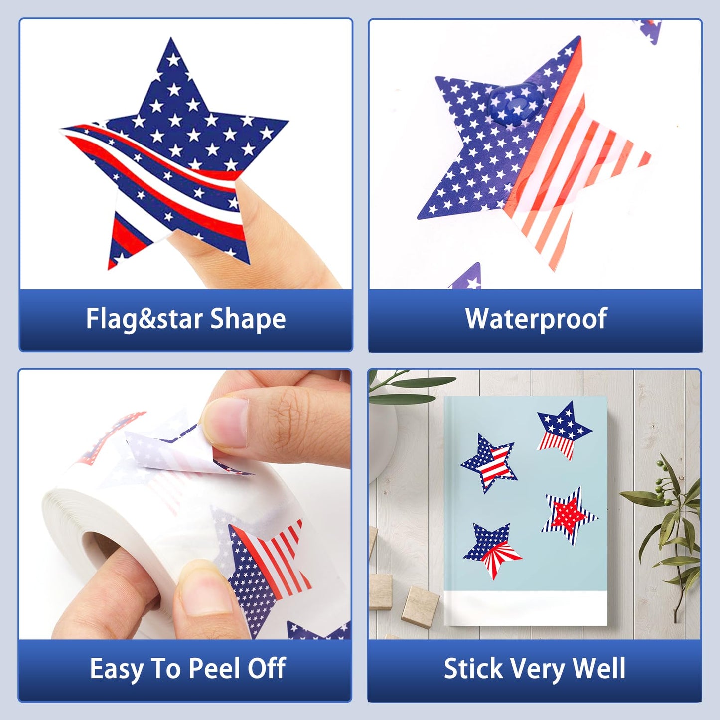 Anwyll American Flag Star Stickers - 500Pcs 1.5Inch USA Patriotic Seals Labels Stickers Self Adhesive 4th of July Sticker Memorial Veterans Day Sticker for 250th Anniversary Independence Day Reward
