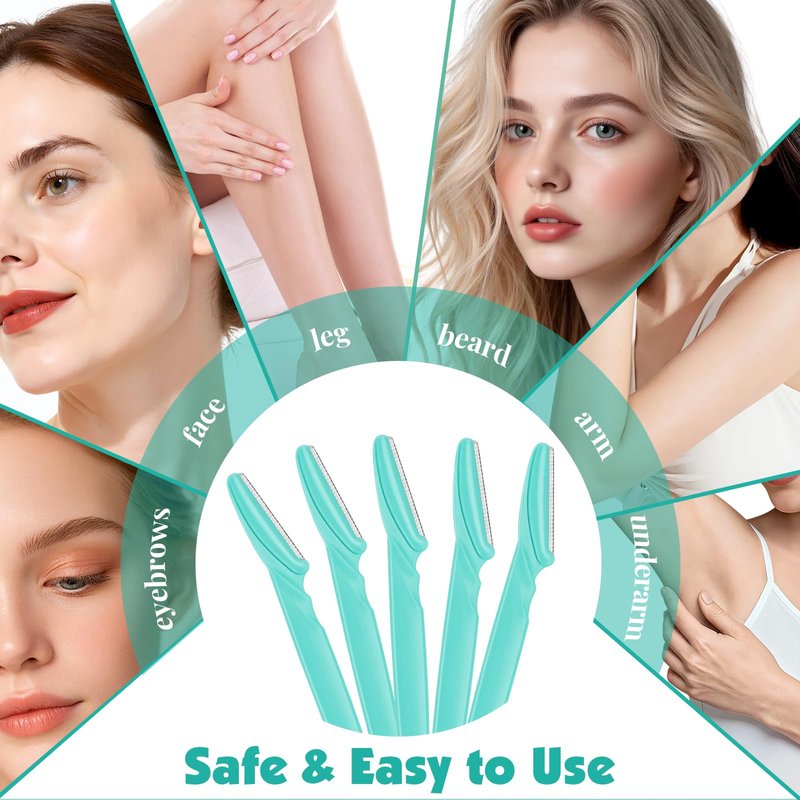 Phyyixs 88 Pcs Dermaplaning Tool & Face Razors for Women in Storage Jar – Seafoam Coastal Style, Eyebrow Razor with Safety Covers for Women & Men, Ideal Summer Skincare Gift