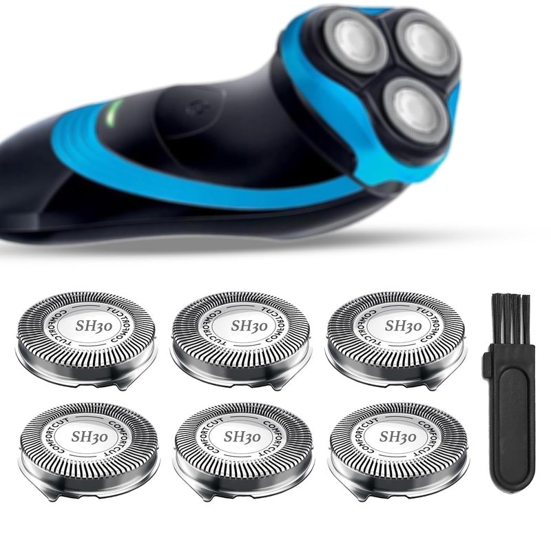 SUPERNB SH30 Shaving Heads for Philips Norelcos Series 1000, 2000, 3000 and 5000X Razors, Shaver Replacement Blades with High Performance - Shave Wet and Dry, 6Packs.