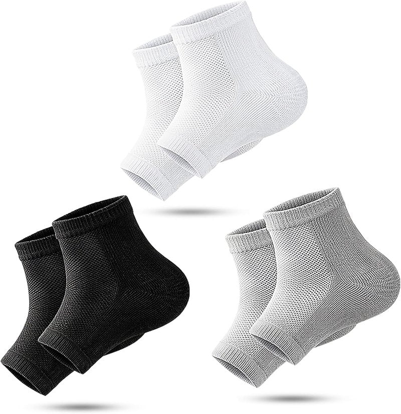 Toeless Moisturizing Socks for Women - Dry Cracked Heel Treatment | Silicone, One Size (3 Pairs)