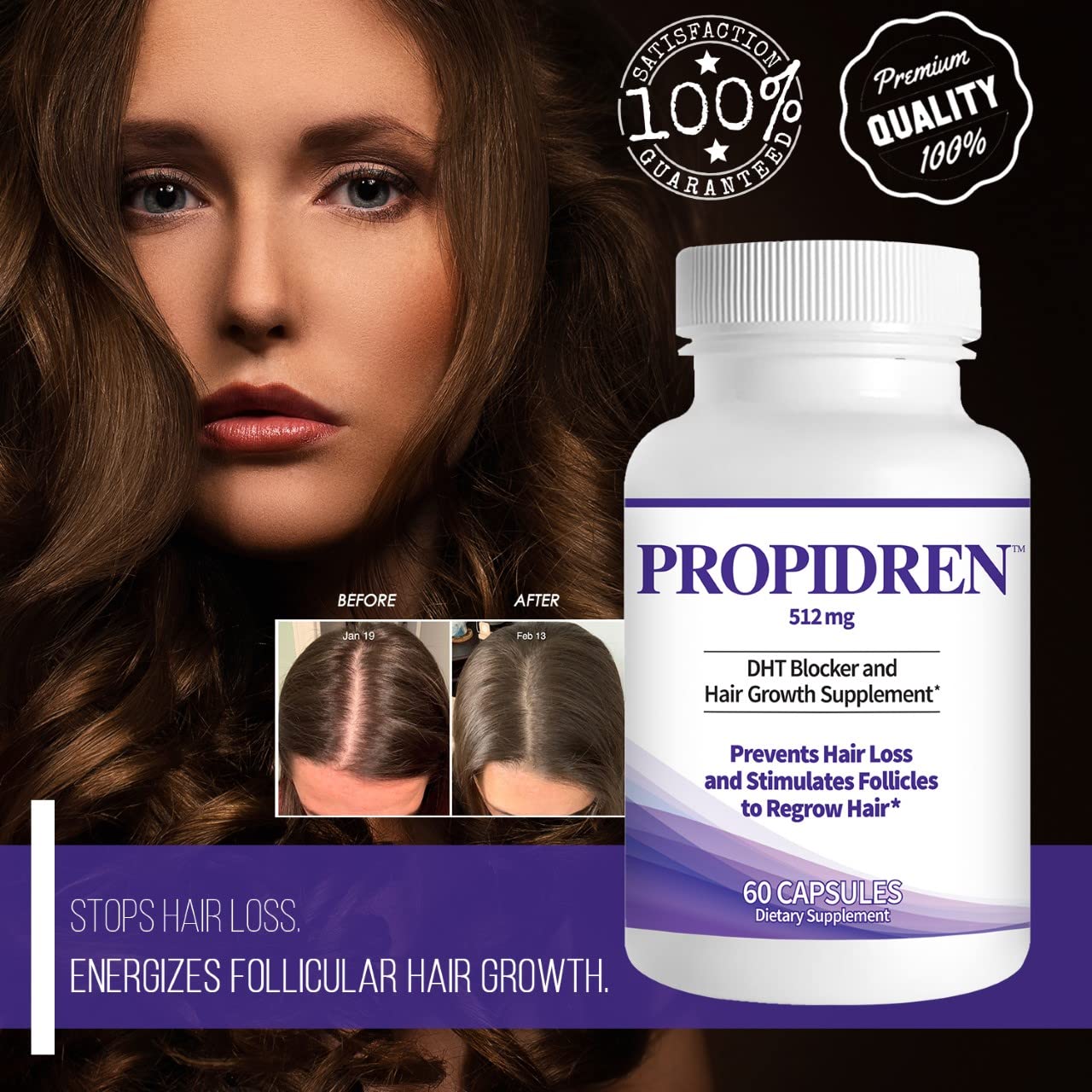 Propidren DHT Blocker & Hair Growth Pills To Stop Hair Loss and Regrow Hair