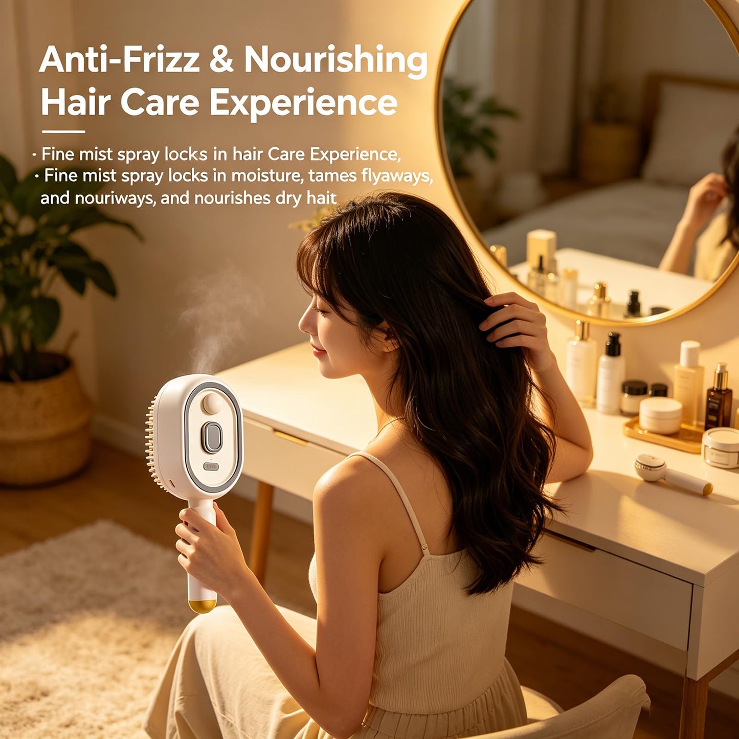 2026 Upgraded Electric Steam Hair Brush for Women, Rechargeable Spray Air Cushion Comb, Detangling & Anti-Static, Reduce Frizz, Smooth & Nourish for All Hair Types (Purple)