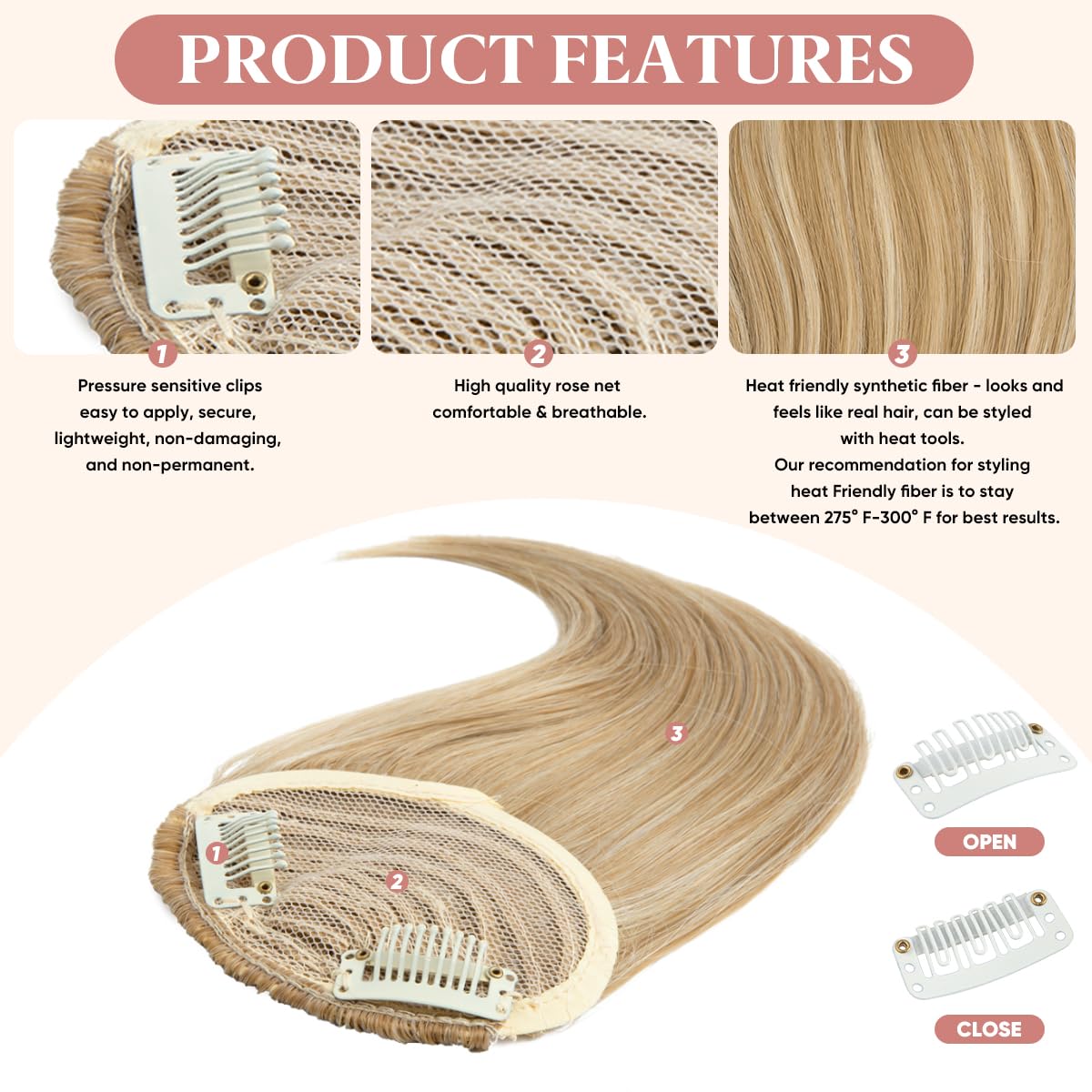 SARLA Clip in Side Bangs Extension Straight Synthetic Fake Bangs One Piece for Women Heat-resistant Fiber B2