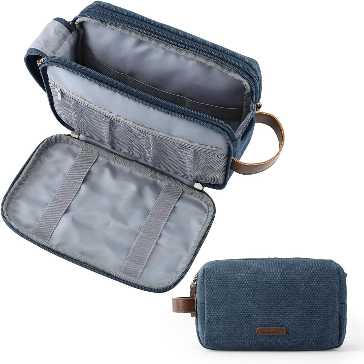 Toiletry Bag for Men - Water-Resistant Canvas Travel Organizer | Medium Grey Dopp Kit