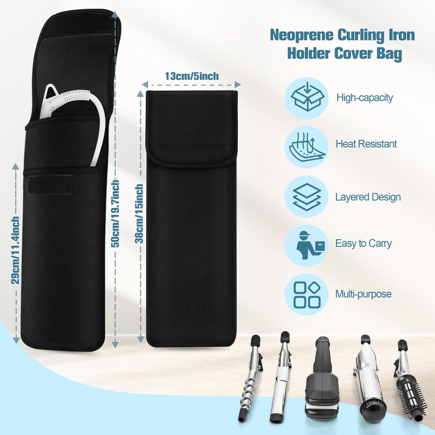 ALEIFLE Heat-Resistant Storage Bag Travel Case Cover Pouch for Hair Straightener Curling Iron Flat Iron