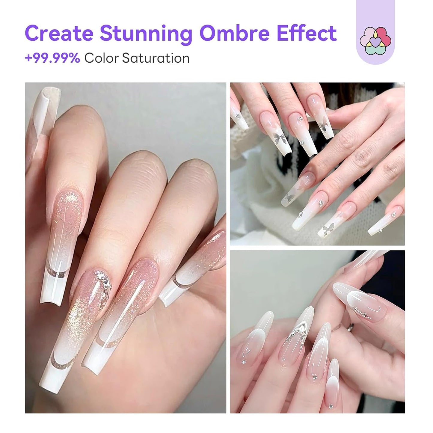 SAVILAND Airbrush Gel Nail Polish - Hema-Free, 20ml | 6PCS White, No Clogging Formula for Ombre Nail Art