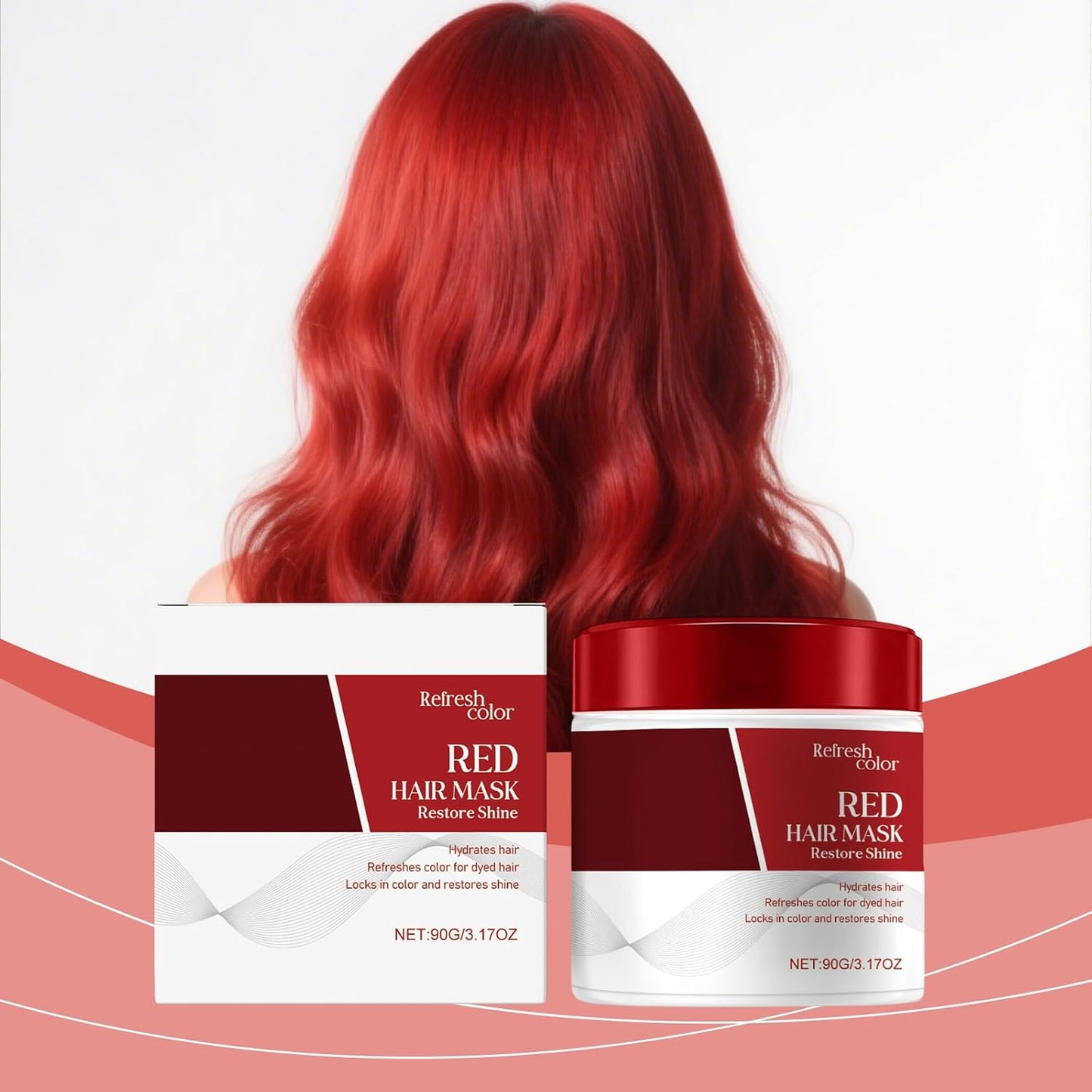 Red Hair Mask - Collagen & Argan Oil Moisturizing Treatment for Dry, Color-Treated Hair | 90g / 3.17 oz