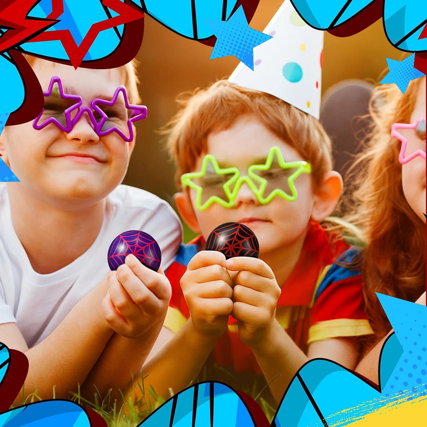 Spider Party Favor Set - 24 Pcs Spider Web Stress Balls for Kids | Fidget Toys & Birthday Goodie Bag Stuffers (3 Styles, 1.57”)