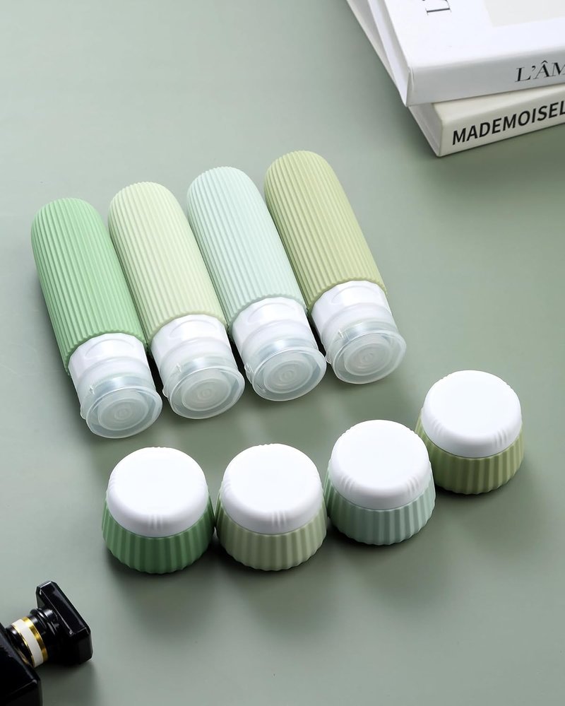 Travel Bottles 8 Pack - TSA Approved 3 oz Leak Proof Silicone Containers | Clear Bag Included