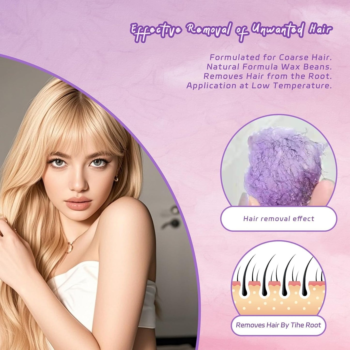 Hard Wax Beads for Hair Removal Sensitive Skin 1.2lb Wax Beans with Lavender formula for Full Body Bikini Brazilian Waxing Arms Legs Face Eyebrow