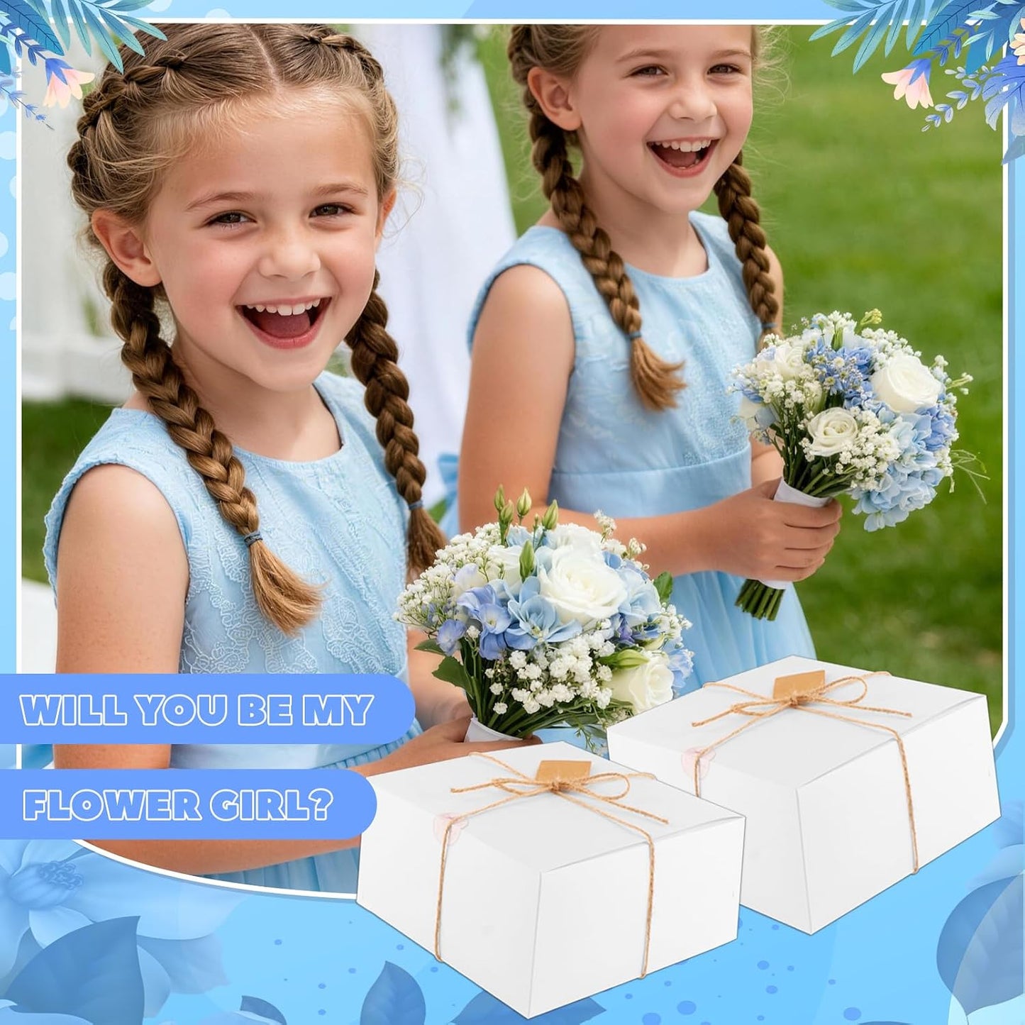 Flower Girl Proposal Gifts Set - 40pcs White Tumbler, Sunglasses, Pearl Bracelet & More | Perfect for Little Girls