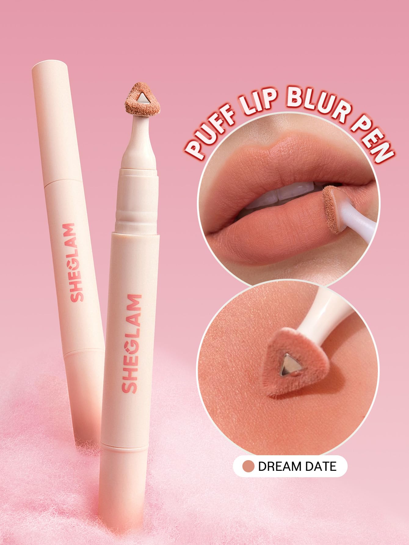SHEGLAM Marshmallow Puff Lip Blur Pen Matte Lipstick for Long-lasting Hydrating Lip Makeup-004 Dream Date