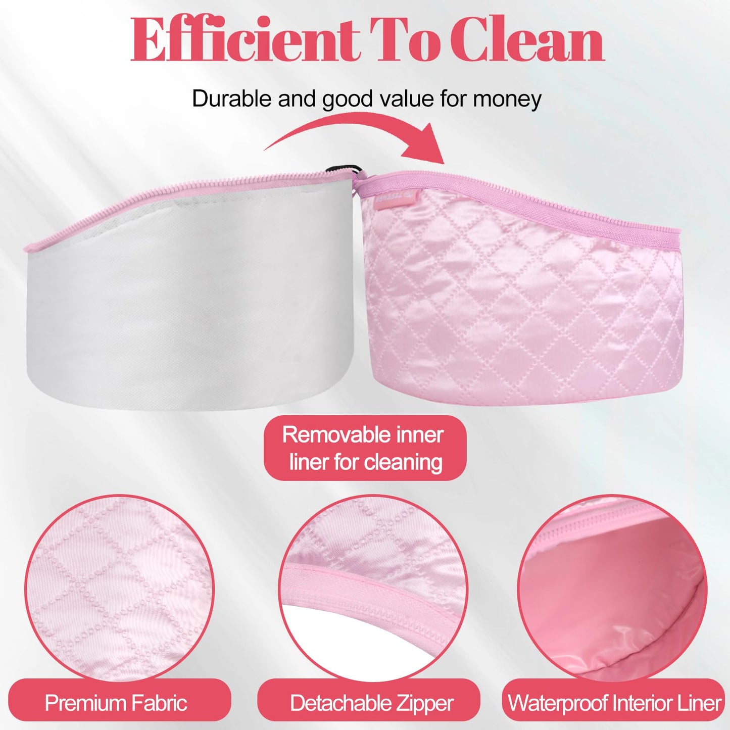 TEPENAR Hair Steamer for Deep Conditioning: Upgraded Heat Cap with 10-Level Fast Heating 3 Time Settings for Natural Hair Portable Thermal Steam Cap for Home Hair Treatment - Pink