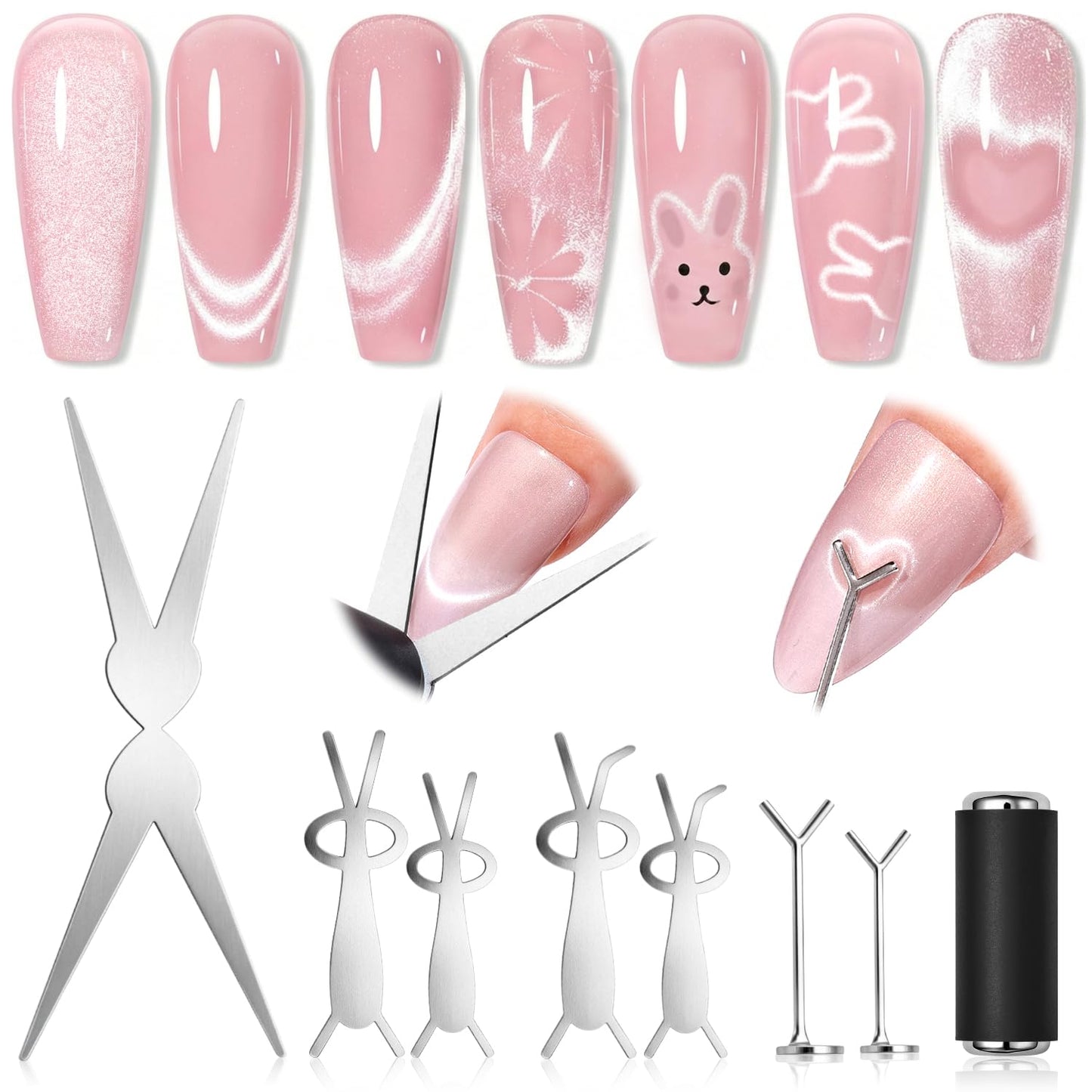 Cat Eye Magnet for Nails - 9PCS Dual-Ended Nail Art Tools | Strong Magnet for DIY Salon & Home Use