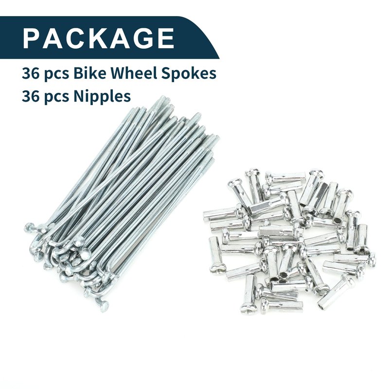 TUCKBOLD Bicycle Spokes Bike Wheel Spokes Silver Tone Nipple 1 Set 14G Carbon Steel Galvanized