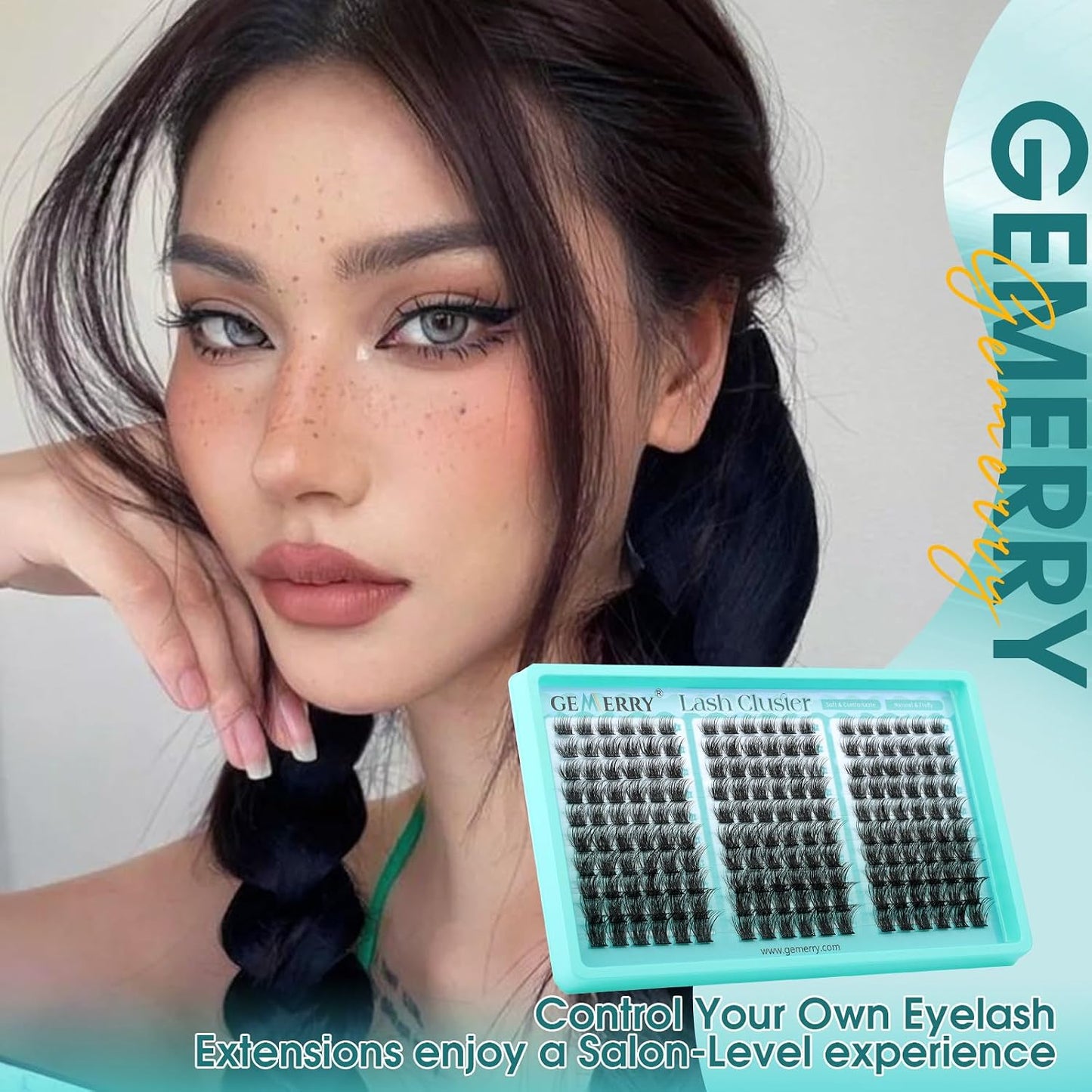 GEMERRY Wispy Lash Clusters - D-Curly Individual Eyelash Extensions | 8-16MM Lightweight DIY Lashes