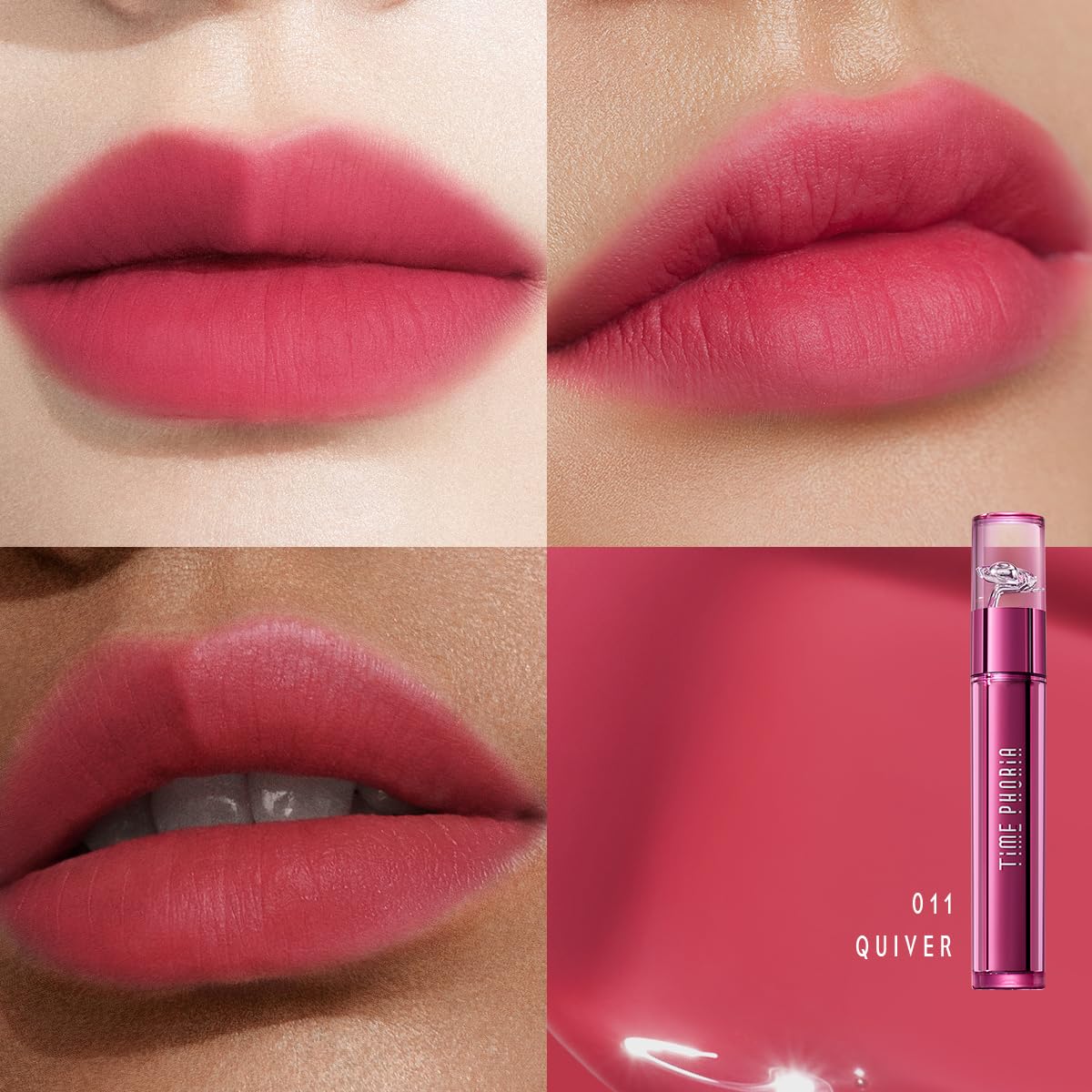 TIMEPHORIA Altera Blurring Tint Lip Stain 011 Quiver, Vibrant Pink Glossy to Soft Matte Finish, Blur Lip Lines, Weightless No-Sticky Airy Velvet Texture, Vibrant Hydrating Long-Lasting Lip Makeup