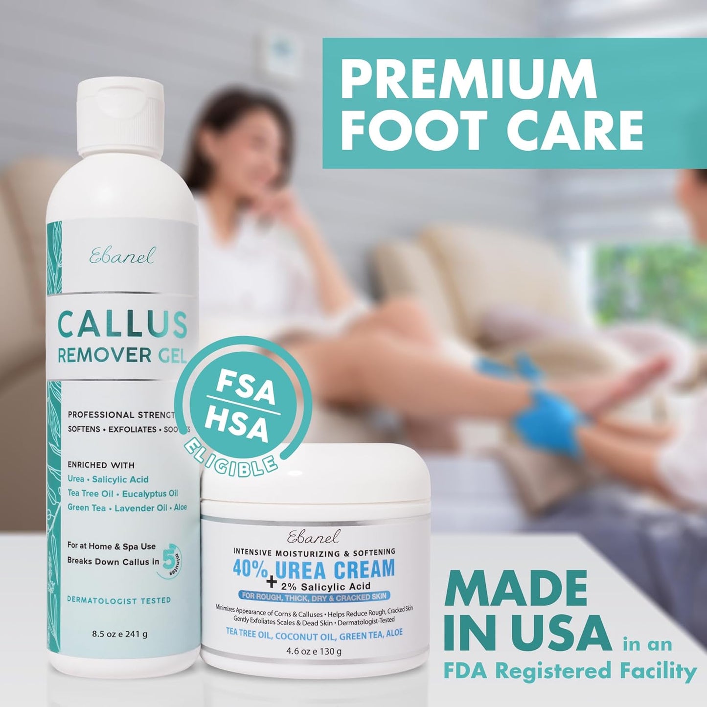 Professional Callus Remover Set - Urea Cream 40% & Salicylic Acid 2% | Exfoliating Gel for Feet & Toenails