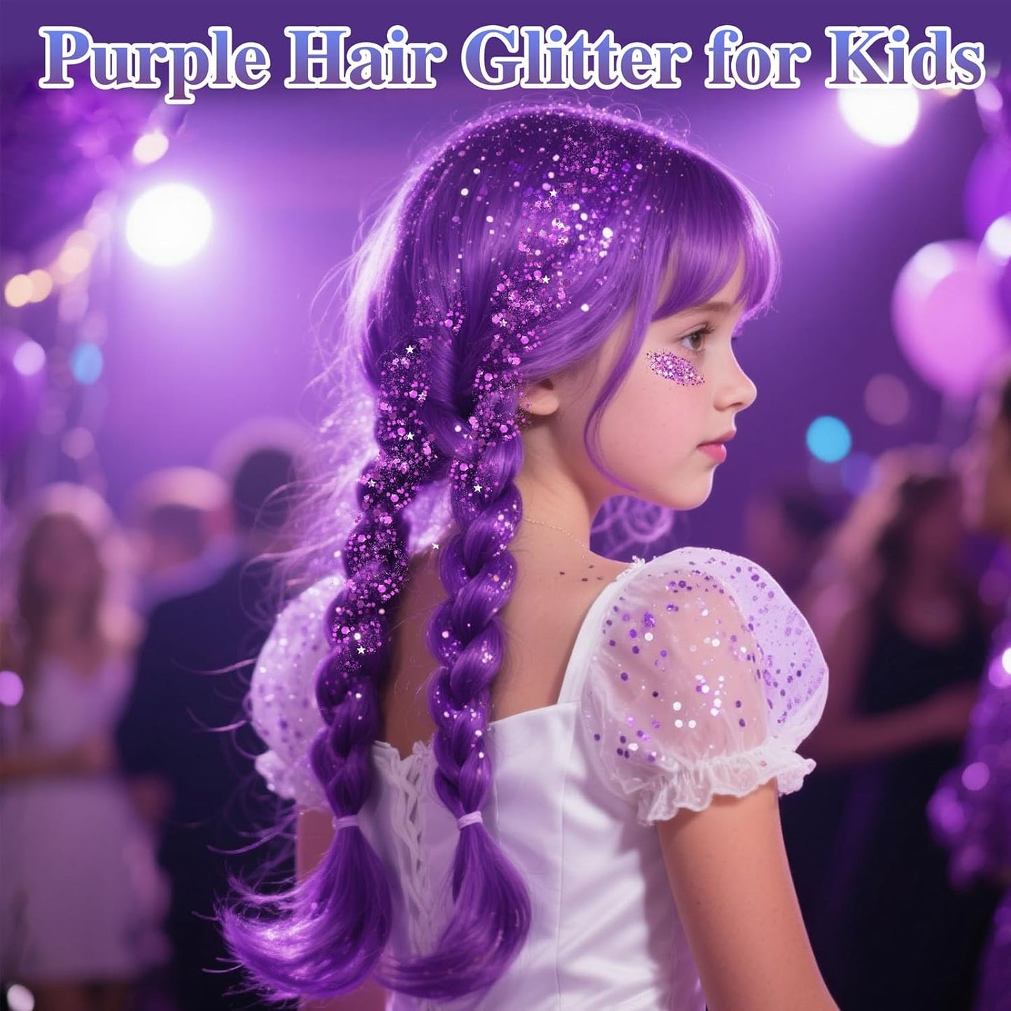 Purple Hair Glitter Stick - Waterproof Body & Face Glitter for Mardi Gras | Rave & Festival Accessories