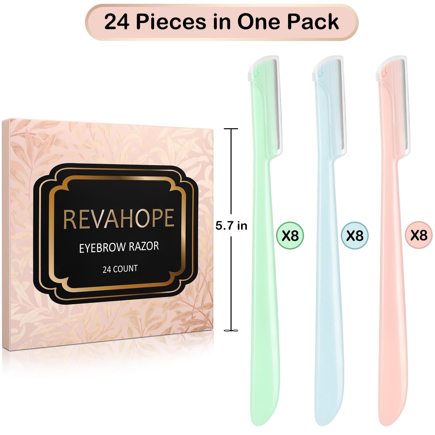 Revahope 24 Pieces Eyebrow Razor, Dermaplane Razor with Blade Cover Face Razors for Women, Dermaplaning Tool for Peach Fuzz Face Shaver for Women and Men, Safe and Newbie Friendly