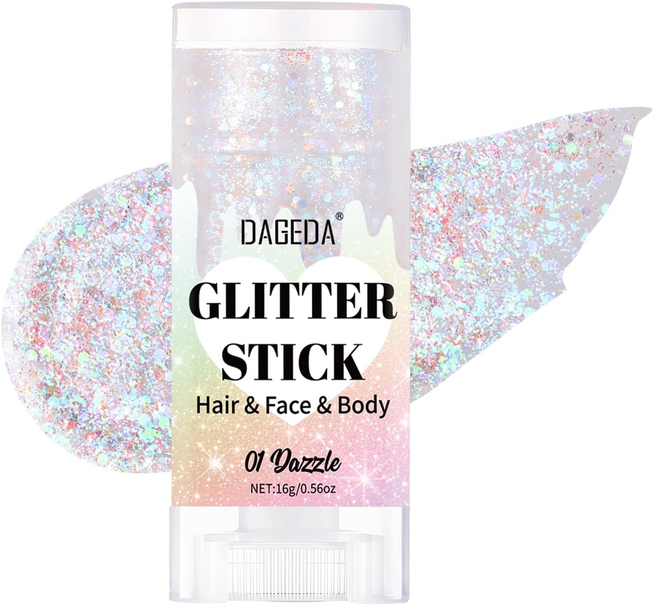 Red White Blue Body Glitter Stick - Sparkly Face Glitter Makeup for 4th of July | Shimmer Face Paint Stick