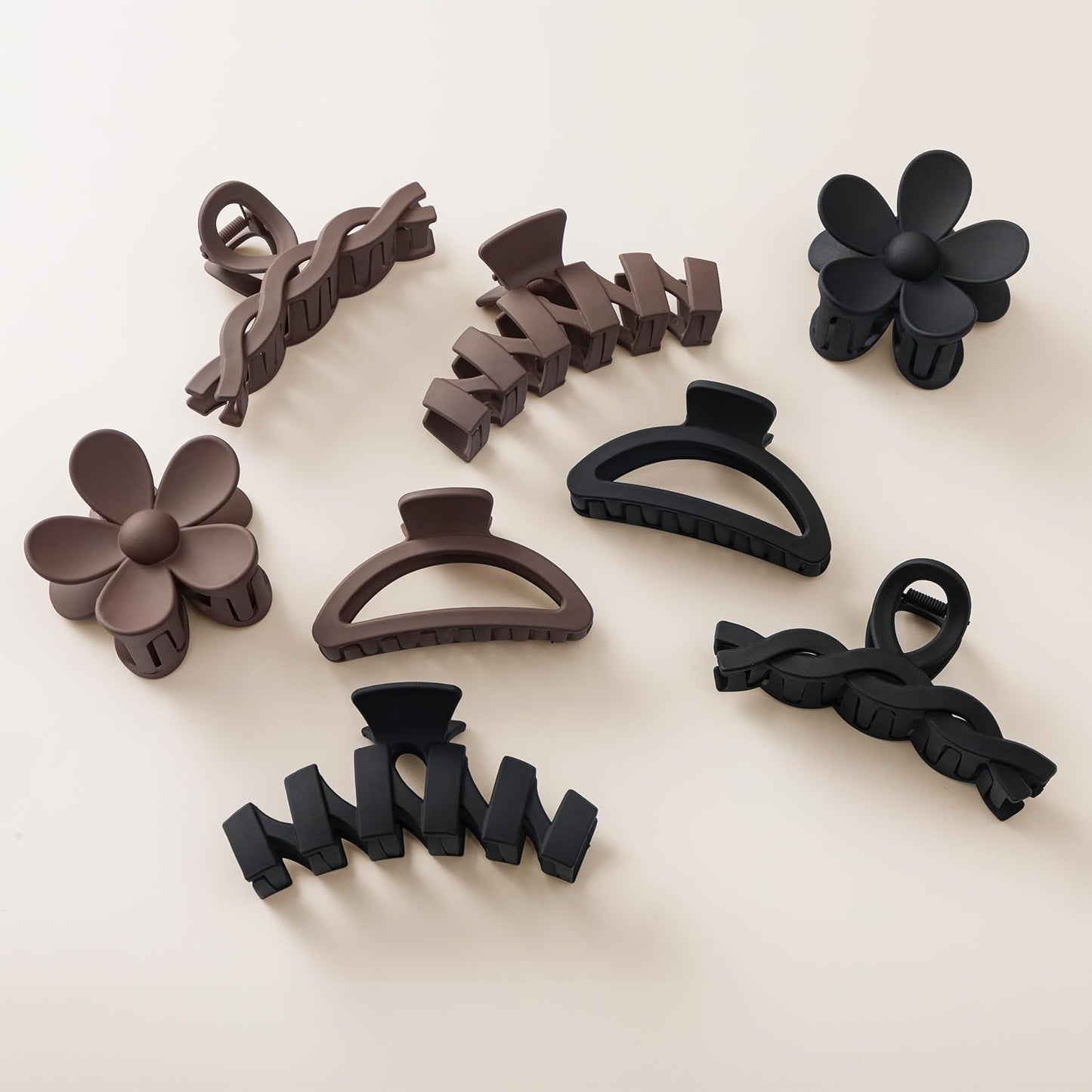 Flower Hair Clips - 8PCS Non-Slip Claw Clips for Thick Hair | Multi-Style Neutral Colors Set