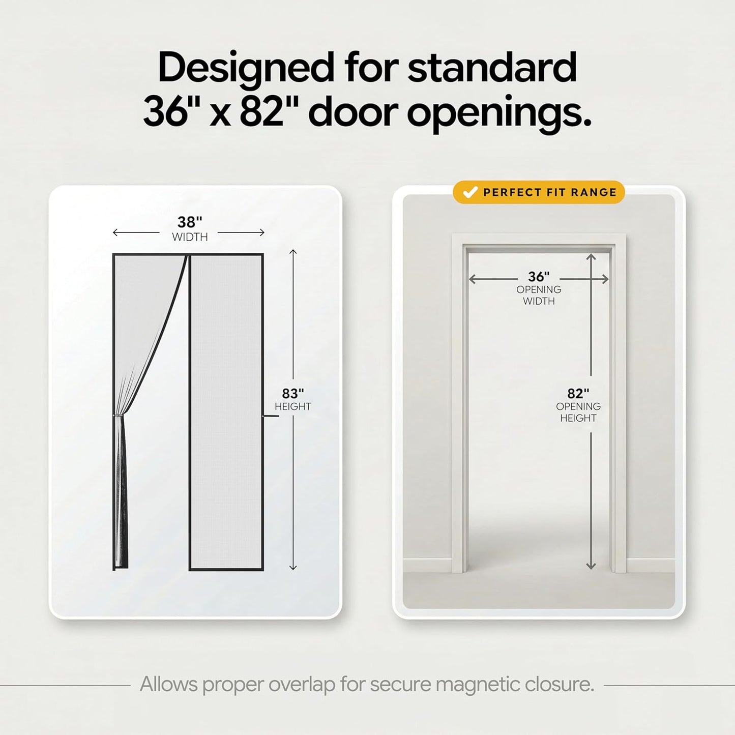 Magnetic Screen Door - Heavy Duty, Self-Sealing Mesh Keeps Bugs Out | 38" x 83" - Pet & Kid Friendly
