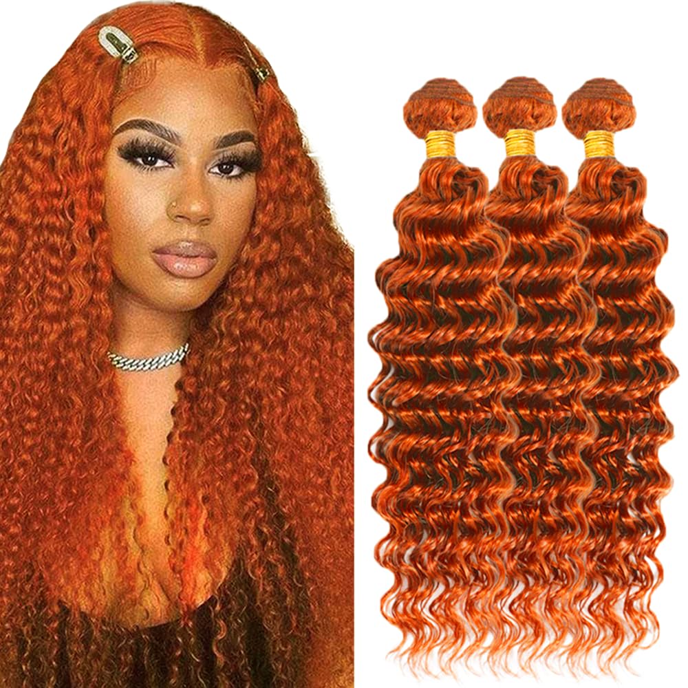 Ginger Bundles Human Hair Ginger Bundles 350 Human Hair Bundle 16 18 20 inch #350 Deep Wave Bundle