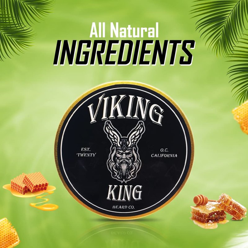 VIKING KING BEARD CO. Beard Balm - Silver (Unscented) - All Natural Beard Softener and Conditioner - Men's Grooming Product - 4 Ounce Tin