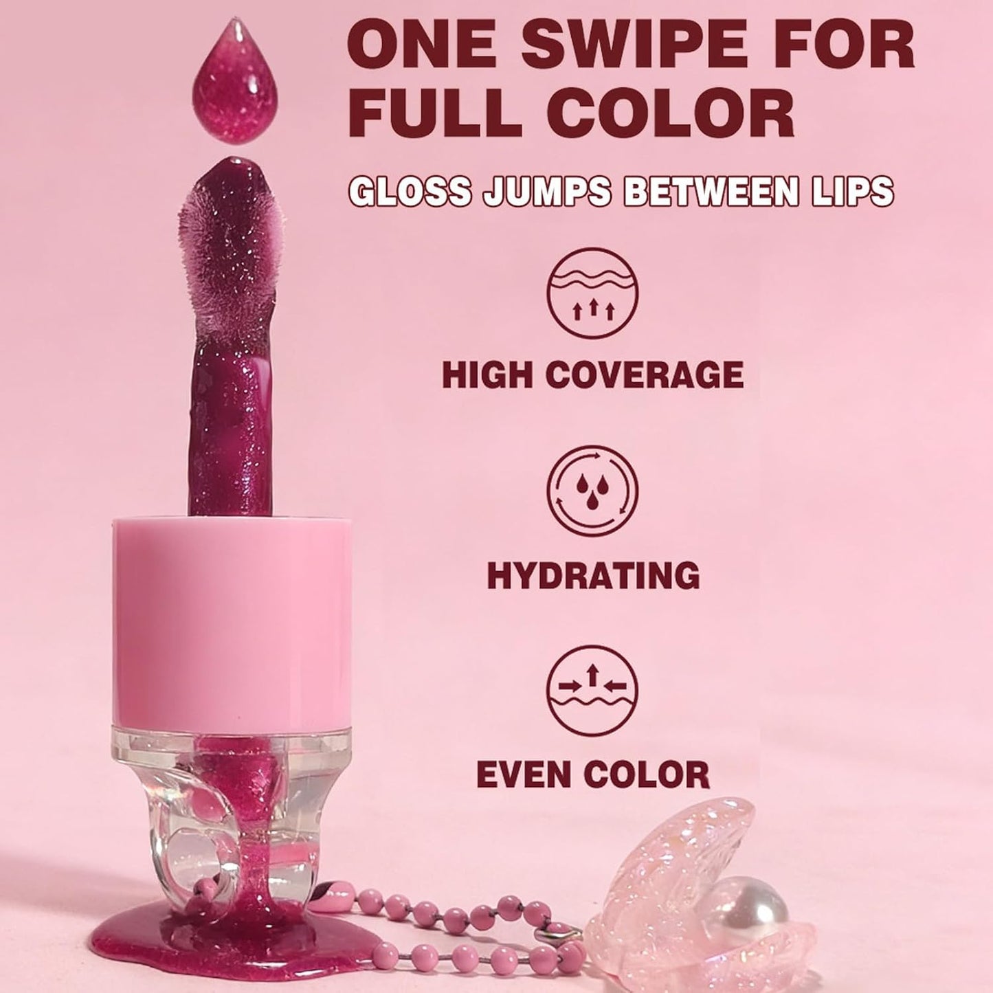 Shimmery Lip Gloss - Glitter Moisturizing Lipstick for Hydration | Non-Sticky, Vegan, 3 Colors Available