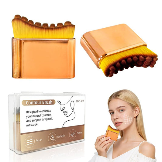 [Upgraded] 2 PCS Facial Lymphatic Contour Face Brush – Rounded Edge & Soft Bristles Sculpting Tool for Face, Lymphatic Drainage-Inspired Massage Brush for Skincare Routine