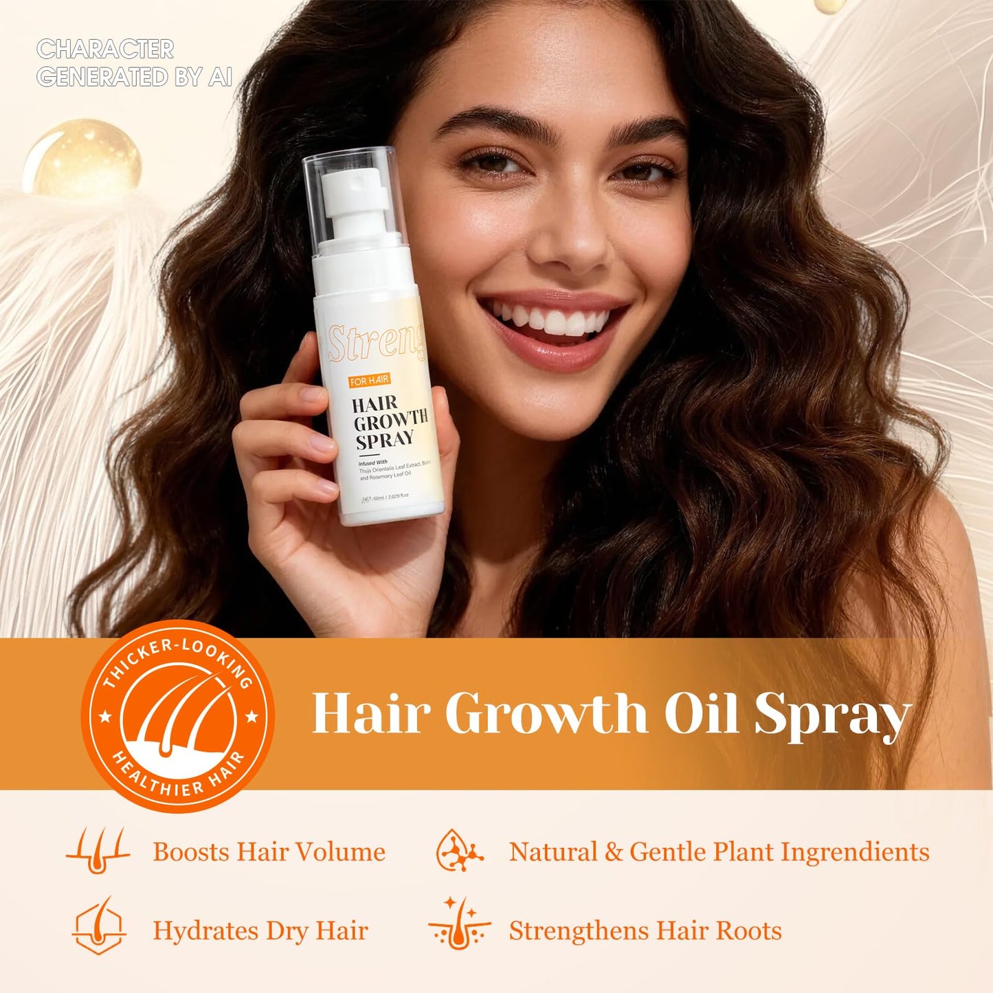 Hair Growth Spray for Women & Men, Hair Growth Serum with Rosemary Oil and Biotin, Helps Prevent Hairs Thinning & Strengthen Strands, Hairs Helper Spray for Healthier Scalp, 2.03 Fl Oz