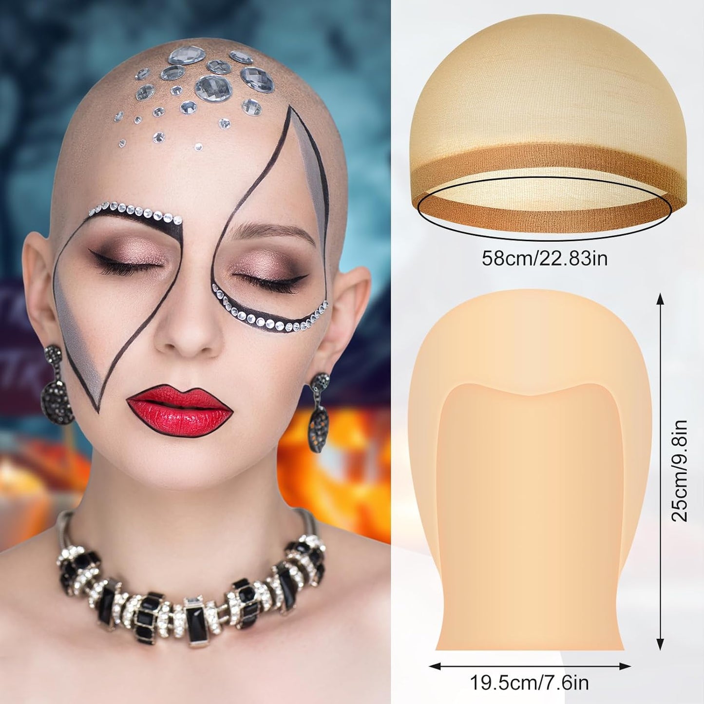 Bald Cap for Halloween | Latex Nylon Wig Cap for Adult Costume | 2/4/6 Pcs Set