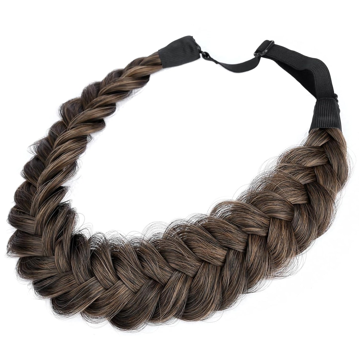 Messy Wide 2-Strand Synthetic Hair Braided Headband - Chocolate Toast | Stylish Hairpiece for Women & Girls