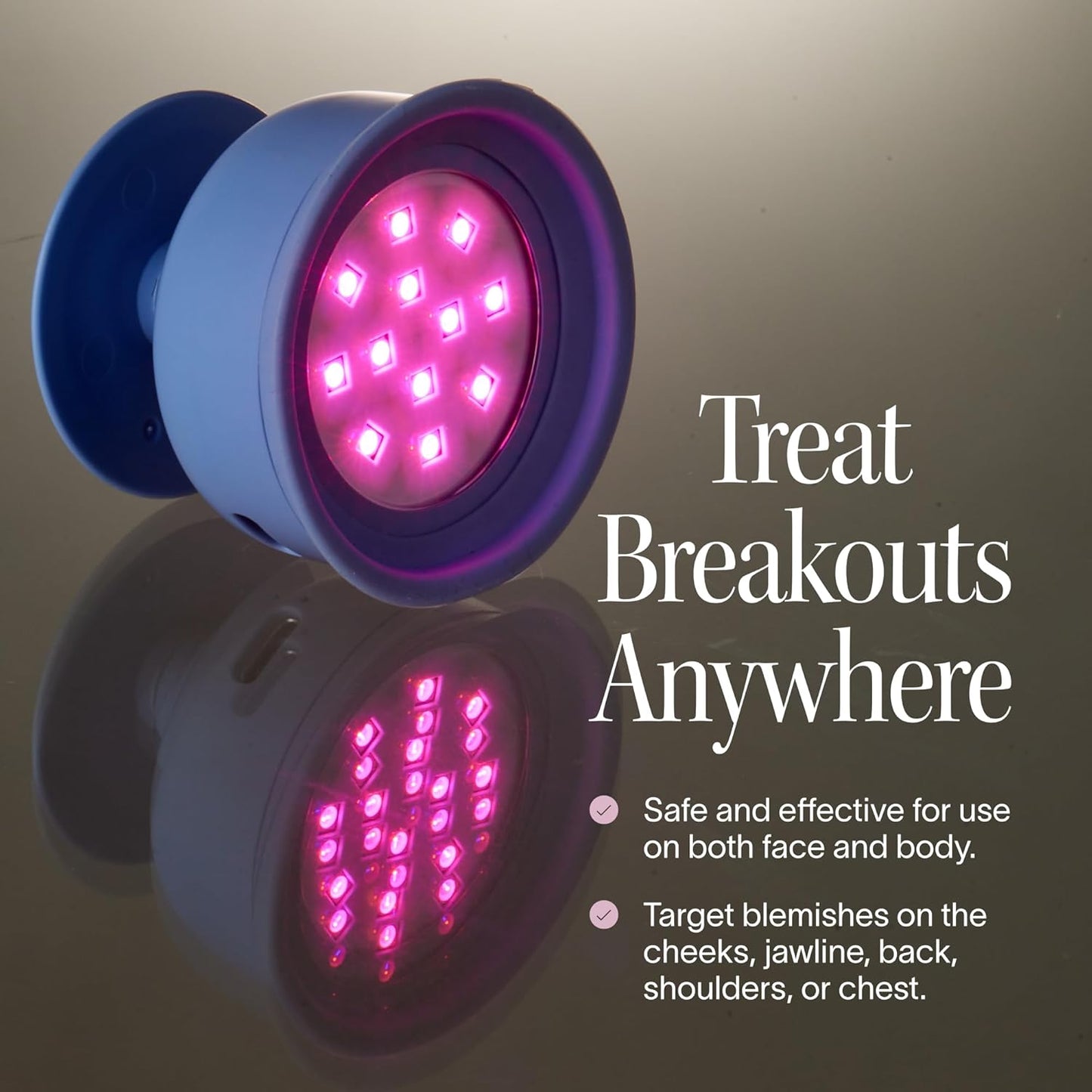Bye Acne Blue & Red Light Therapy Device - LED Face Wand for Redness, Pimples & Blemishes | 3-Minute Treatment