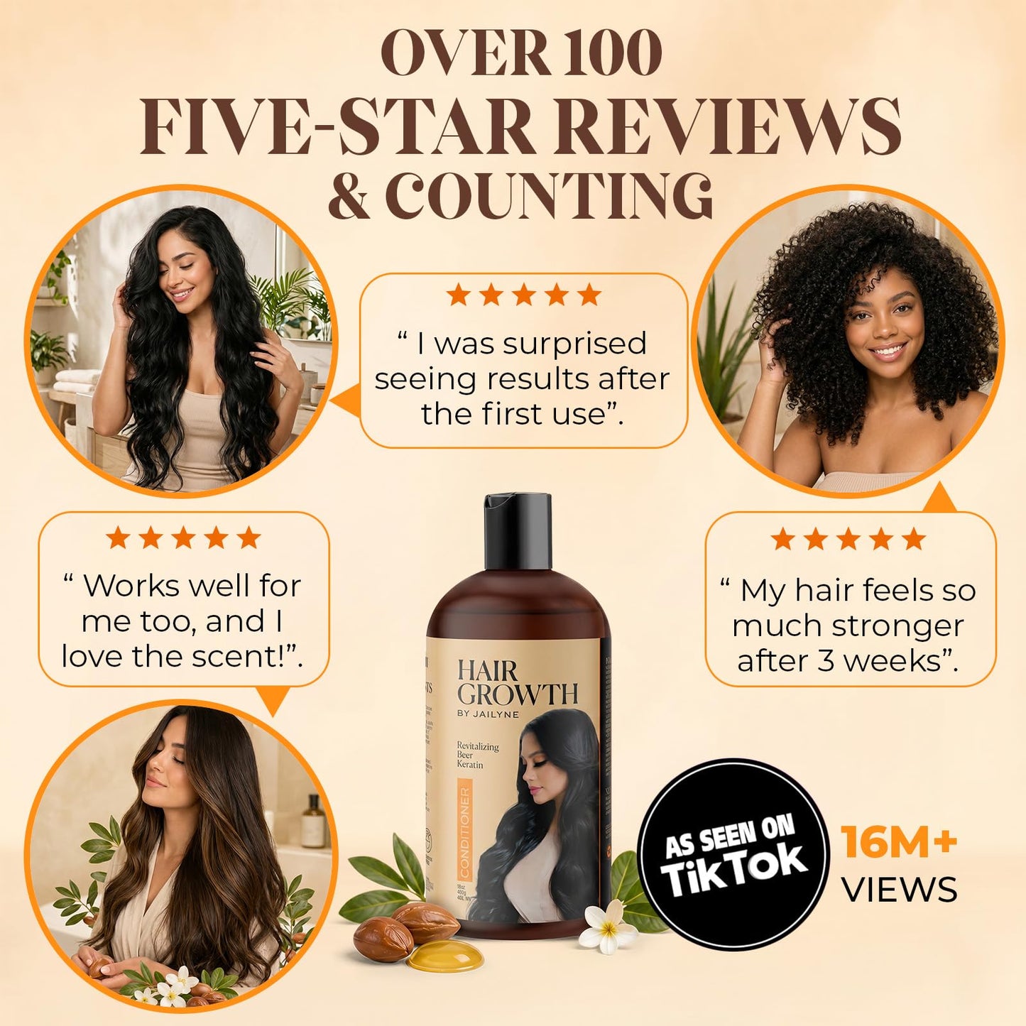 Hair Growth Conditioner by Jailyne Ojeda – Deeply Nourishing & Strengthening Formula with Biotin & Keratin – Promotes Thicker, Longer Hair – Made in USA