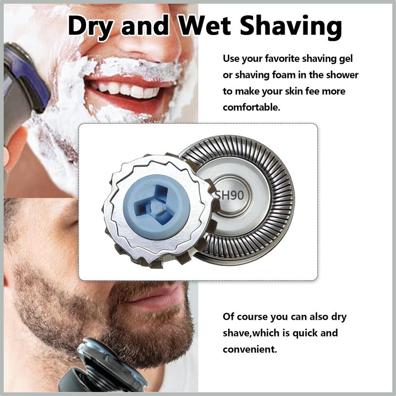 SH90 Replacement Heads Compatible with Philips Norelco 9000 Replacement Heads,for Philips Norelco Series 9000(S9xxx) 8000(S8xxx) Electric Razor Shaver,Upgrade SH90/62 Replacement Double Blades[6 Pack]
