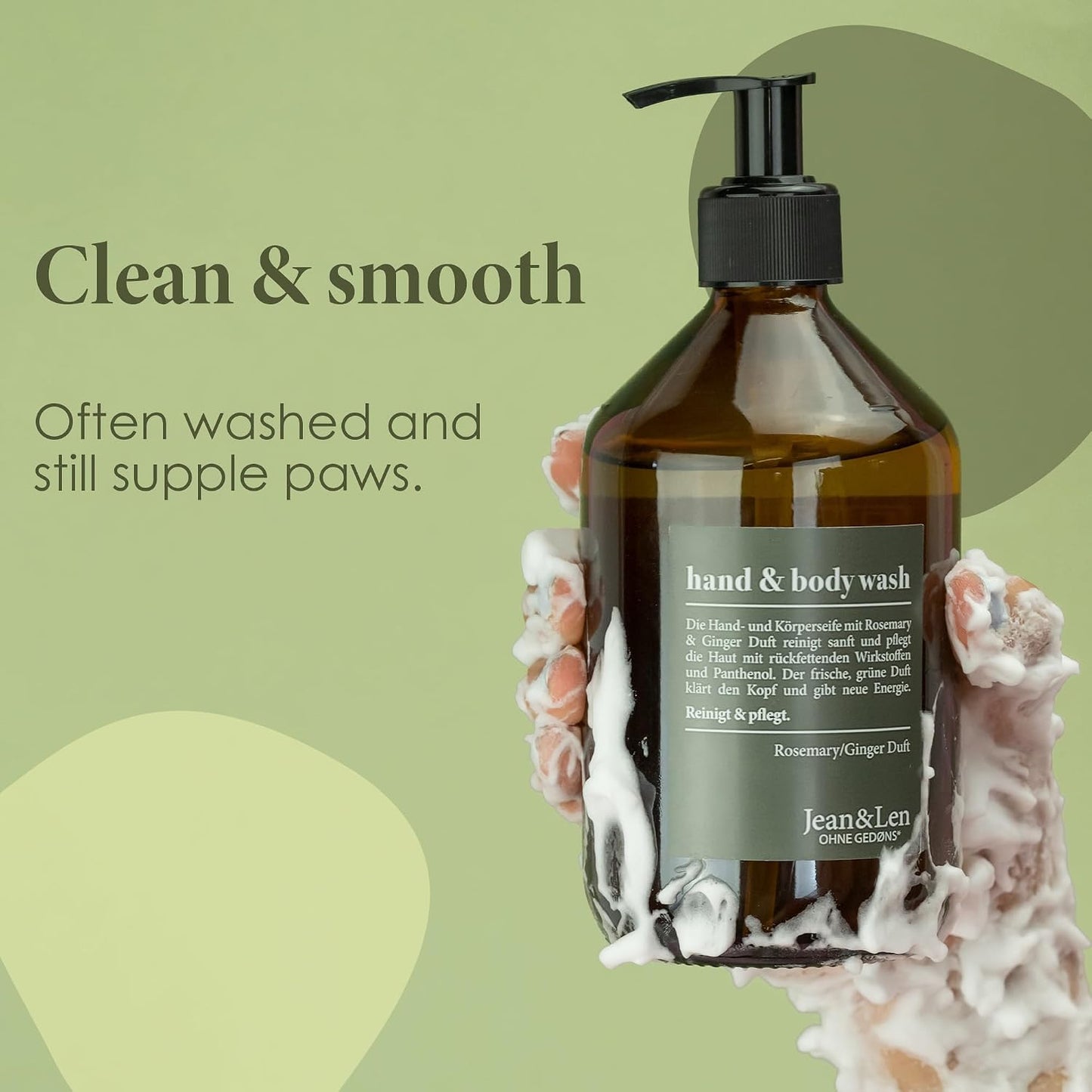 Moisturizing Liquid Hand & Body Wash - Rosemary Ginger Refill Pack | Vegan, Silicone & Paraben Free, 50.7 Fl. Oz.