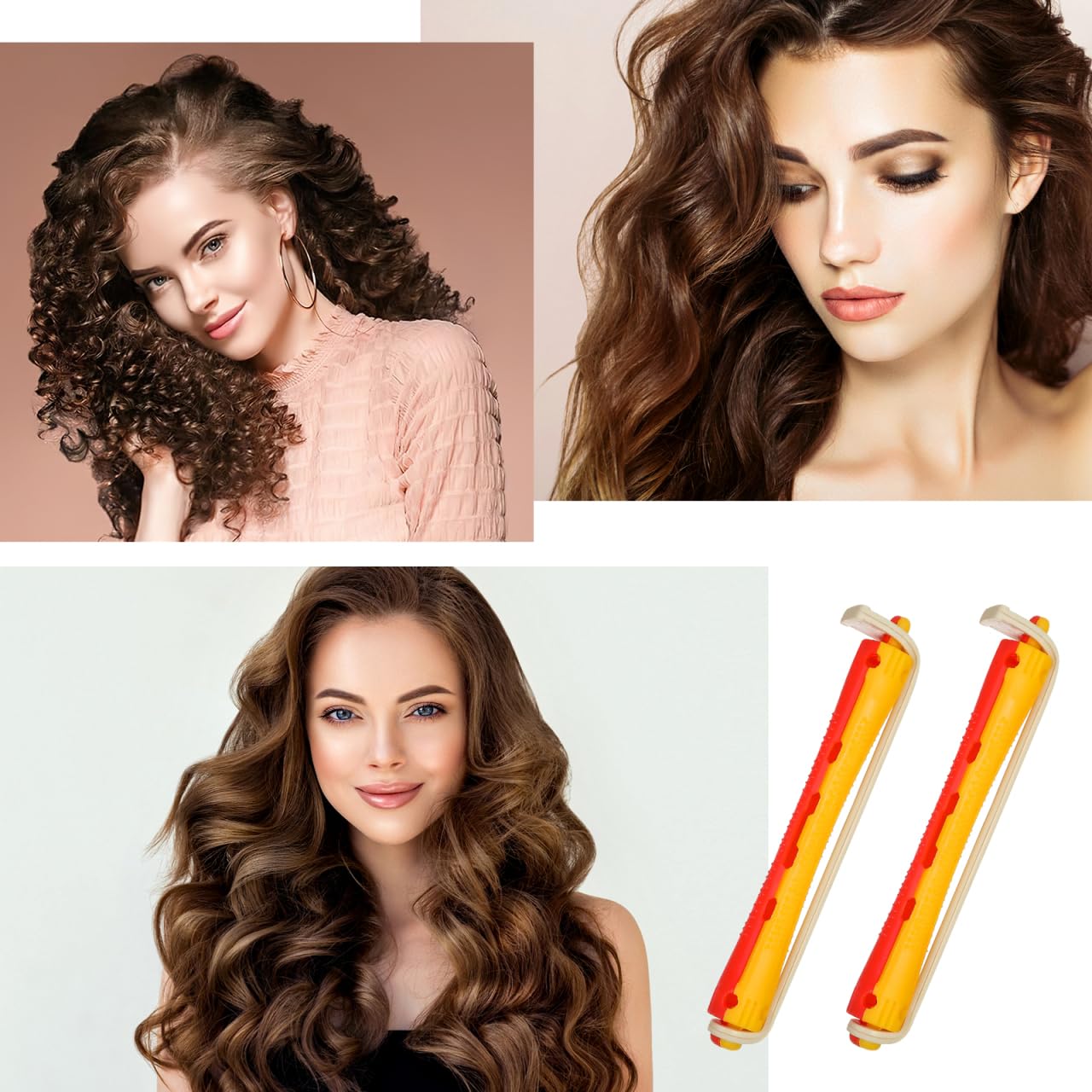 24pcs Perm Rod Hair Rollers Set with Bands - Spiral Curling Rods Curlers