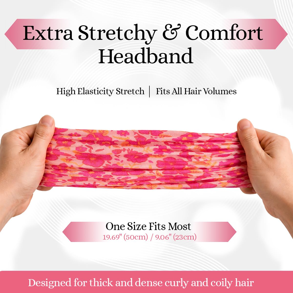 Curly Hair Headbands for Women - Stretchy Non-Slip Wide Design | Soft Cloth Yoga Headband (Fuchsia, Pack of 1)