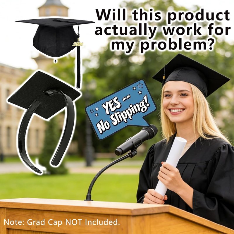 Graduation Cap Headband for Women - Firm Anti-Fall Hairband | Perfect Graduation Gift Accessory