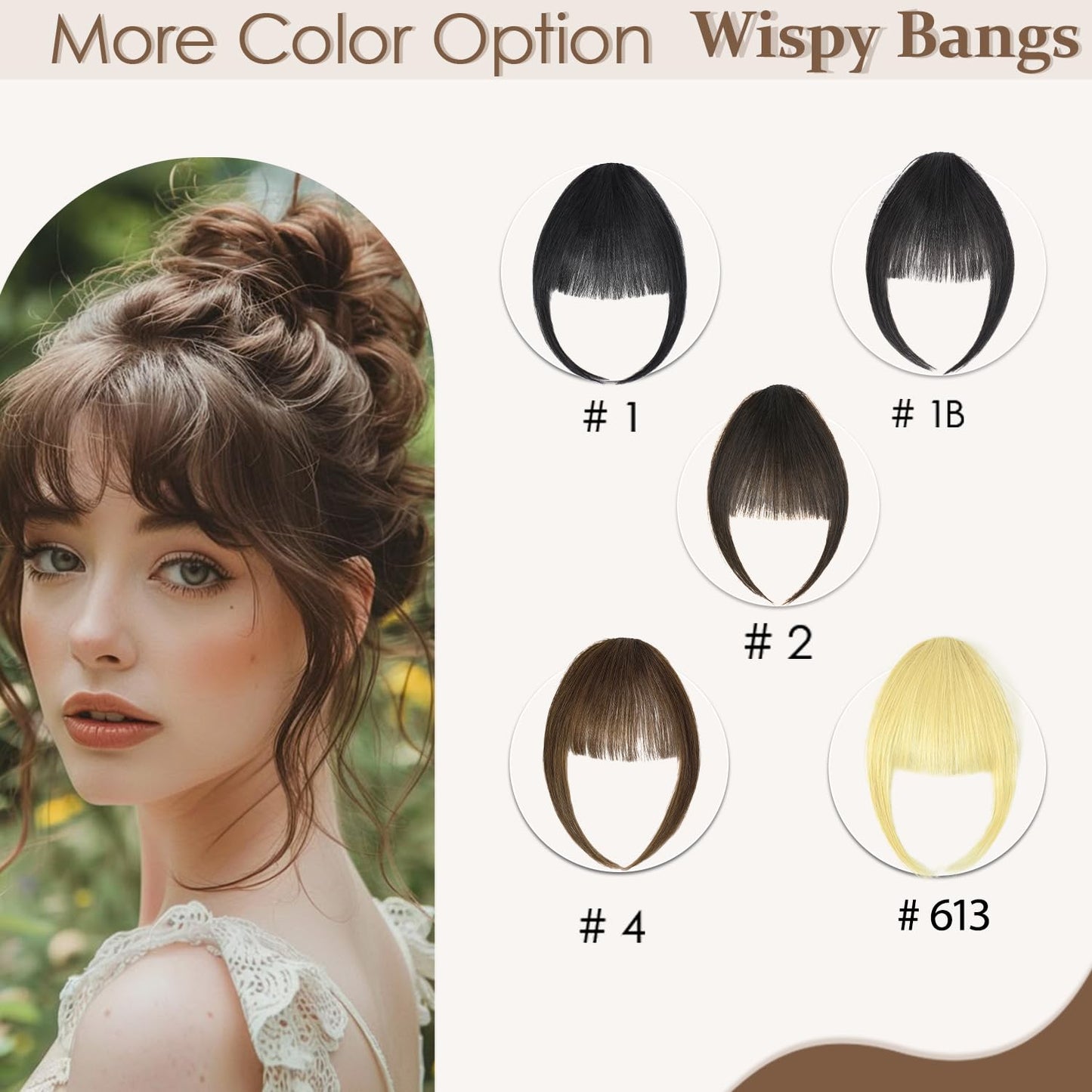 Clip In Bangs - 100% Real Human Hair Wispy Black Bangs | Curved Hairpieces for Everyday Style